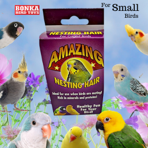 3279 Natural Sterilized Hair Nesting Material box has everything your bird needs to nest. Hang the box on any cage so birds can have quick & easy access to the fibers. 