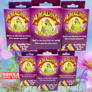 3279 Natural Sterilized Hair Nesting Material box has everything your bird needs to nest. Hang the box on any cage so birds can have quick & easy access to the fibers. 