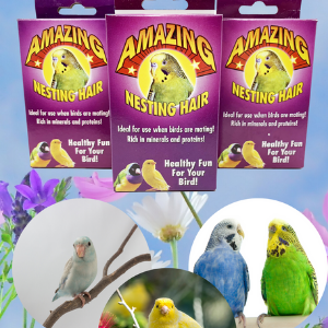 3279 Natural Sterilized Hair Nesting Material box has everything your bird needs to nest. Hang the box on any cage so birds can have quick & easy access to the fibers. 