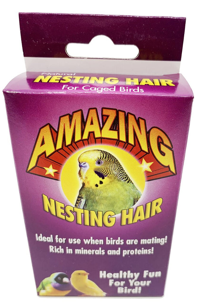 3279 Natural Sterilized Hair Nesting Material box has everything your bird needs to nest. Hang the box on any cage so birds can have quick & easy access to the fibers. 